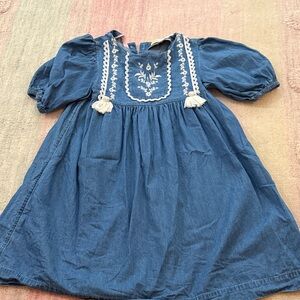 Mini Boden Navy Dress with White Embroidery